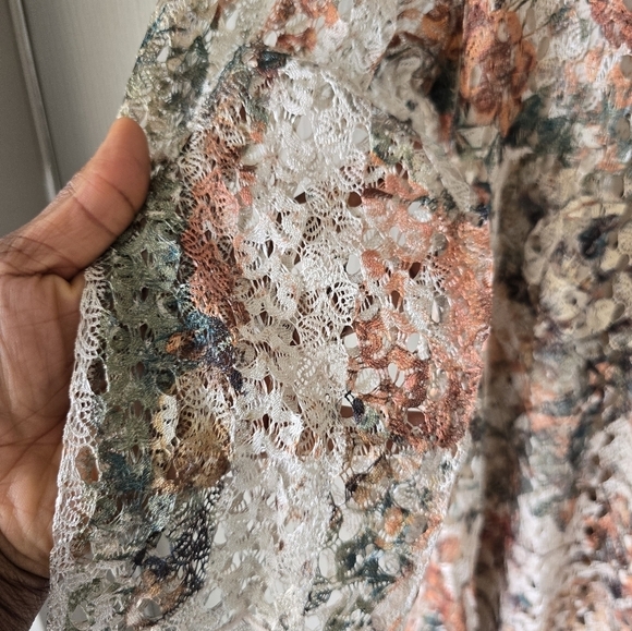 Frazzle Sheer Lace Blouse Womens Sz L Studed Lined High Low Coastal Y2k … - Picture 12 of 15